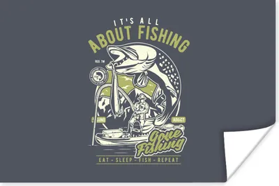 Produktbild von MuchoWow® Poster Fisch - Boot - Jahrgang 30x20 cm - Plakate - Print