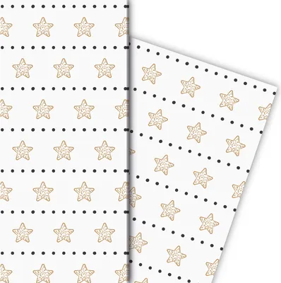 Produktbild von Schönes Streifen Weihnachtspapier mit Ornament Sternen, weiß, 32 x 48cm - G9877, 32 x 48cm