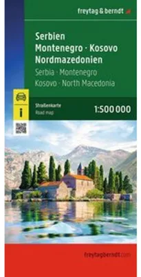 Image de Serbie - Monténégro - Kosovo - Macédoine du Nord, Carte routière 1:500.000, freytag & berndt