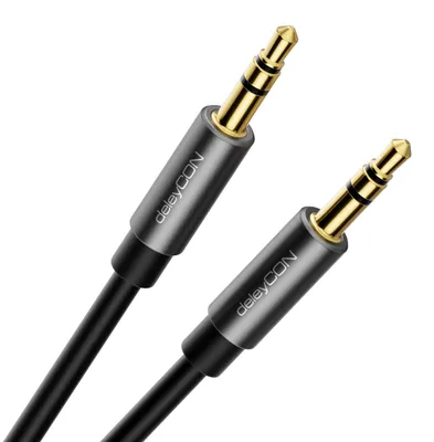 Produktbild von deleyCON 4m Klinke Audio Stereo AUX Kabel, 3,5mm, Extra Dünn & Flexibel