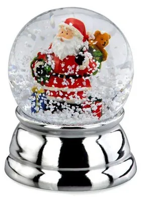 Schneekugel mit Weihnachtsmann, 6 x 4,5 cm, Glas, versilbert