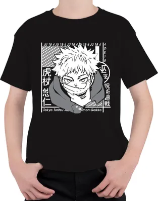 Produktbild von Jujutsu Kaisen Itadori Yuji Anime Manga Fan Geschenk Cosplay Uni Kinder T-Shirt, Schwarz, 116