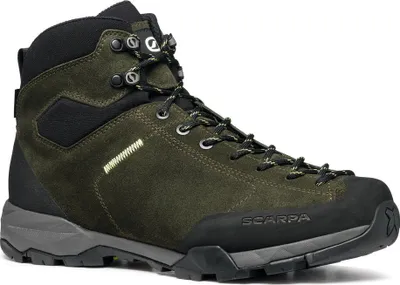 Mojito Hike GTX Wanderschuhe von Scarpa in Olivgrün mit Schnürung und verstärkter Sohle.