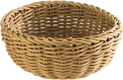 Immagine prodotto di APS Korb rund „Profi Line“, Flechtkorb, Körbchen aus Polypropylen, Behältnis aus Flechtwerk, Brötchenkorb, Lebensmittelkorb 50606 Hellbraun, Durchmesser Ø 20 cm, Höhe 8 cm