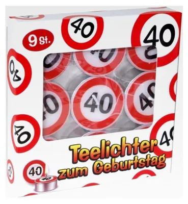Produktbild von Teelichter 40. Geburtstag Verkehrsschild 9tlg.