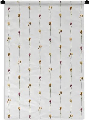Produktbild von MuchoWow® Wandteppich Wandbehang Blumen - Farben - Illustration 90x135 cm Tapisserie Dekoration Wandtuch - Baumwolle - Wandskulptur