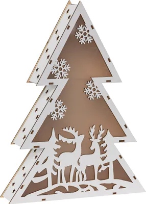 Image de LED Sapin en bois avec rennes dans la forêt - 10 LED / 30 cm
