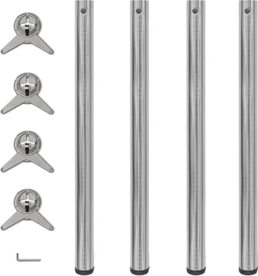 Produktbild von 4x höhenverstellbares Tischbein Nickel gebürstet 870 mm