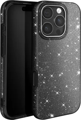 Obrázok produktu pre Avizar, Trblietavé puzdro na mobilný telefón iPhone 16 Pro - ultratenké a nárazuvzdorné, čierne