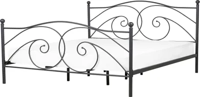 Obrázek produktu pro BELIANI Černá kovová postel s rámem zdobeným rámem 160 x 200 cm, moderní minimalistický styl