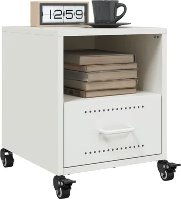 Produktbild von vidaXL Nachttische 2 Stk. Weiß 36x39x43,5 cm Stahl