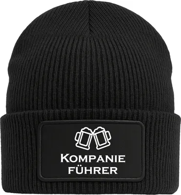 Produktbild von Huuraa Beanie Kompanieführer Schützenfest Black doppellagige Polyacryl Mütze mit Patch Geschenkidee