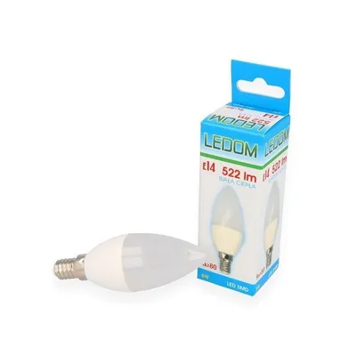 Zdjęcie produktu dla 6x LEDOM Żarówka LED 6W E14 C37 Żarówka LED w kształcie świecy zastępuje 40W 230V 3000 kelwinów Ciepła biel 522 lumenów