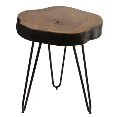 Produktbild von Massivholz Sheesham Beistelltisch BAGLI 35 x 35 cm Wohnzimmertisch Massiv Anstelltisch Holztisch Echtholz Baumkante