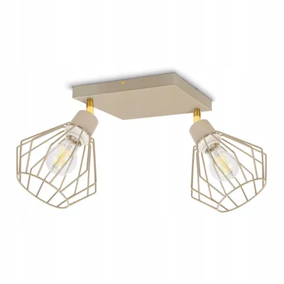 Produktbild von Luxolar - LED Deckenleuchte 2-flammig aus Metal Draht Beige-Grau im Edison-Stil E27 60W - LOFT Design - Hängelampe Schwenkbar für Wohnzimmer, Küchen