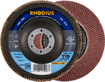 Produktbild von RHODIUS PROline LSA F1 Fächerschleifscheibe 115 x 22,23 mm K120 10 Stk