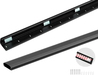 Produktbild von conecto Kabelkanal mit 3M Klebeband selbstklebend selbsthaftend zum Kleben oder Schrauben aus hochwertigem Aluminium (Länge 100cm, Breite 6cm, Höhe 2cm) schwarz