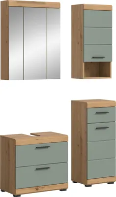 Produktbild von Badezimmer-Set Scout 6 | Salbei / Artisan Eiche | 4-teilig | ohne Aufsatzleuchte