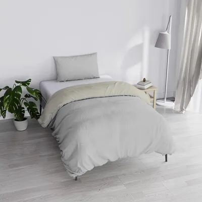 Image de Jeu de draps en couleur naturelle pour lit double