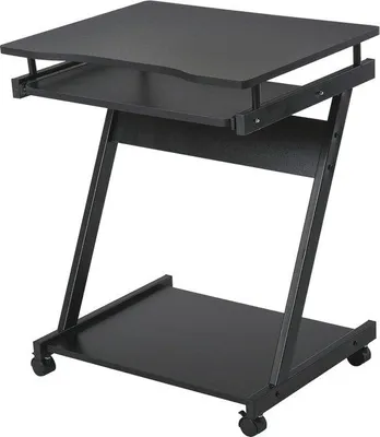 Produktbild von Famanu Z-förmiger Schreibtisch mit Rollen, platzsparend und stabil, mit Tastaturablage, 60 x 48 x 73 cm