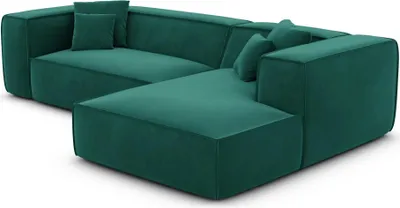Produktbild von Samtstoff L-Form Sofa Arelia Smaragdgrün Rechts