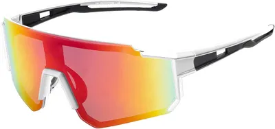 Produktbild von Uni Sonnenbrille 80er Fahrradbrille Sport Brille Retro verspiegelt Blau/Lila-Schwarz-Durchsichtig