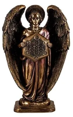 Engel Metatron Figur, Kunstharz, handbemalt, Bronze, 20 cm