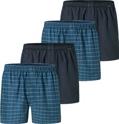 Produktbild von SCHIESSER Herren Web-Boxershorts, 4er Pack - We, Unterhose, Baumwolle Dunkelblau/Petrol 3XL