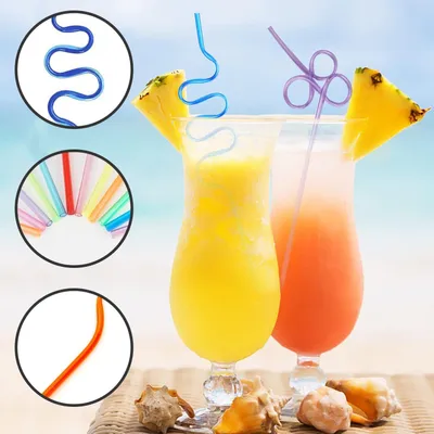 Produktbild von Wiederverwendbare Curly Trinkhalme - 24 Stück, Bunt - Für Geburtstagsfeiern, Saftdekoration und Cocktails