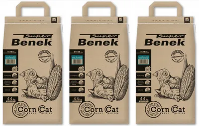 Produktbild von Super Benek Corn Cat Ultra Sea Breeze - natürliches Mais-Katzenstreu mit Meeresbrise-Duft 7L (3-er pack)