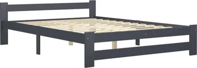 Image de vidaXL Lit en bois massif pin gris foncé 160x200 cm