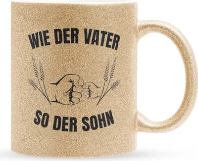 Produktbild von 22Feels Glitzertasse Gold Sohn Geschenk Geburtstag 18 Jahre Kinder Jungs Abitur Master Uni Abschluss Bachelor Weihnachten Haferl Firmung Konfirmation Teenager Geschenkidee Bürotasse