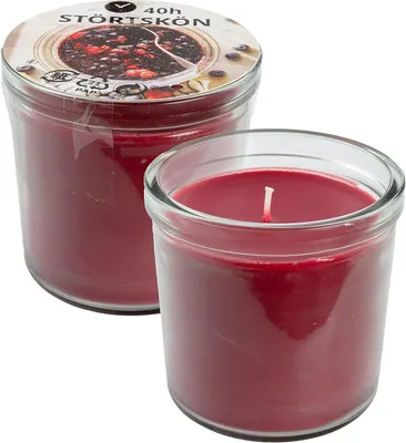 Produktbild von 2x STÖRTSKÖN Ikea Duftkerze im Glas, Beeren/rot, 40 Std.