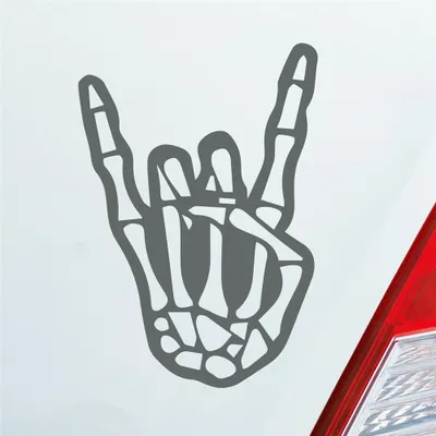 Produktbild von Auto Aufkleber Pommesgabel Heavy Metal 12x8 cm Grau Sticker Heckscheibenaufkleber
