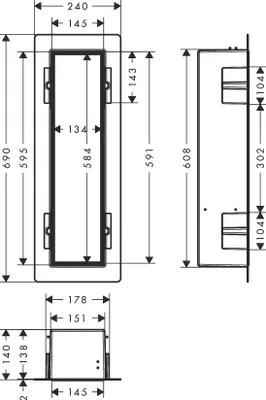 Produktbild von hansgrohe XtraStoris Rock Toilettenbürstenhalter, mit Ablage, befliesbare Tür, rahmenlos, 145x140x595mm, 56060700