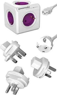 Image de Allocacoc PowerCube ReWirable - Unité de distribution d'alimentation - CA 250 V - entrée, connecteur IEC d'entrée - 5 connecteurs de sortie - Allemagne - Orchid Purple (1801/DERW3P)