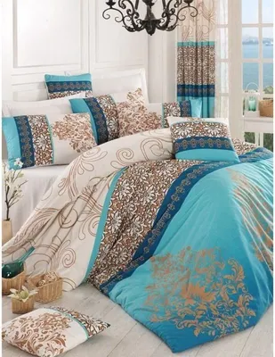 Image de Parure de Lit Housse de Couette 220 x 240 cm, 100% Coton Renforcé, 2 Taies d'Oreiller 60 x 60 cm, Turquoise