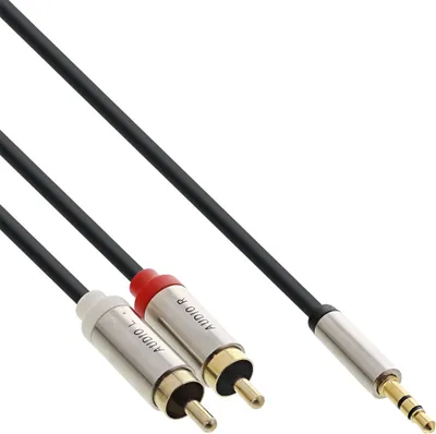 Produktbild von InLine® Slim Audio Kabel 3,5mm Klinke auf 2x Cinch, 2m