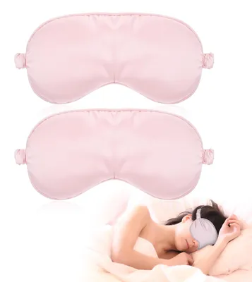 Image de Lot de 2 masques de sommeil en soie, masques souples en soie, masques occultants pour hommes et femmes, pour les moments de détente, les voyages ou une bonne nuit de sommeil (rose)