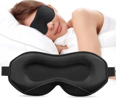Produktbild von Famanu Schlafmaske für Seitenschläfer mit 3D-Okkularen und verstellbarem elastischen Kopfband, atmungsaktiv und lichtdicht, schwarz