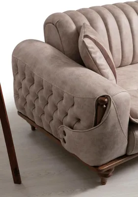 Produktbild von Beige Dreisitzer Chesterfield Couch Polster Möbel Textil Couchen Stoff