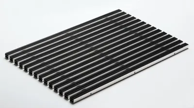 Produktbild von ACO Schuhabstreifermatte Alu schwarz, mit Gummistreifen, 75 x 50 cm