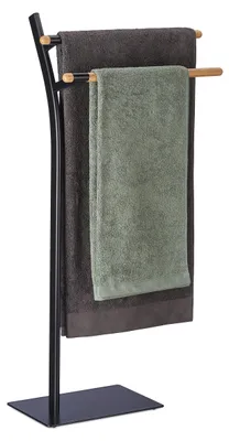 Handtuchständer freistehend, 2 Stangen, 88 x 46,5 x 20 cm, schwarz/natur