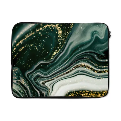 Produktbild von MuchoWow® Laptop Hülle 15 Zoll Marmoroptik - Gold - Grün - Glitter - Design - Marmor Laptoptasche - Laptoptasche - Sleeve - Rundum-Schutz