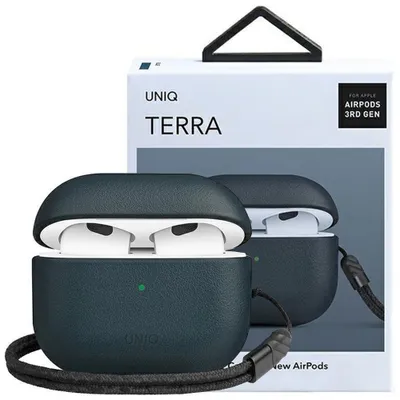 Zdjęcie produktu dla Etui Uniq Terra Na Airpods 3 Gen. Genuine Leather Niebieski/Nautical Blue