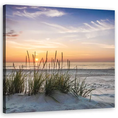 Produktbild von Leinwandbild Sonnenuntergang am Strand 30x30 Feeby Beige bild für die wand bereit zum aufhängen