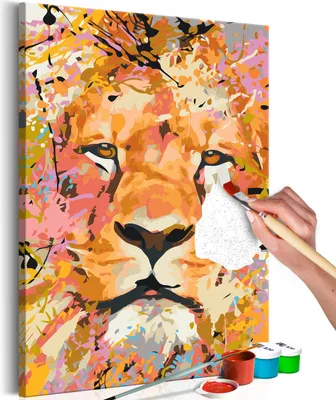 Produktbild von Vlies Malen nach Zahlen - Watchful Lion 40x60 cm Tiere n-A-1058-d-a