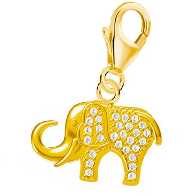 Elefant Charm Anhänger in Gelbgold I Echtschmuck Glücksbringer


