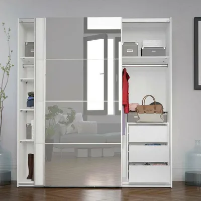 Produktbild von Kleiderschrank 2 Türen Blandina, Schlafzimmermöbel, Schrank, Garderobe, 182x64 h202 cm, Weiß