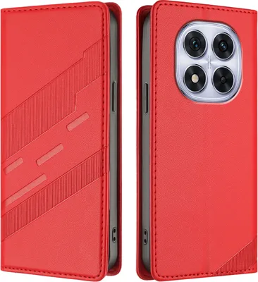 Produktbild von Hülle für Xiaomi Redmi Note 14 Pro 4G, Kunstleder Brieftaschen Handyhülle mit Kartenfach und Standfunktion Rot